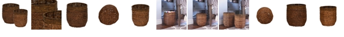 Household Essentials Rimmed Blended-Weave Wicker Baskets, Set of 2